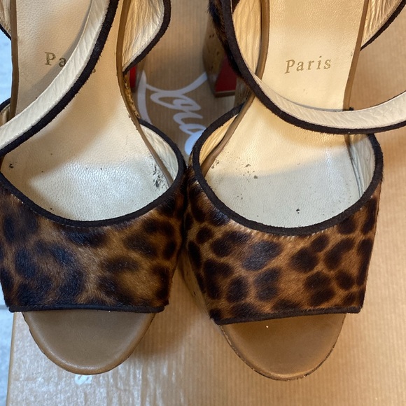 Super dombasle 160 pony leopard heels - red bottoms cork cheetah print -Y2K 37.5 - Picture 6 of 10